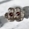 Clips Fleurs Jumelles - Or & pierre Brune
