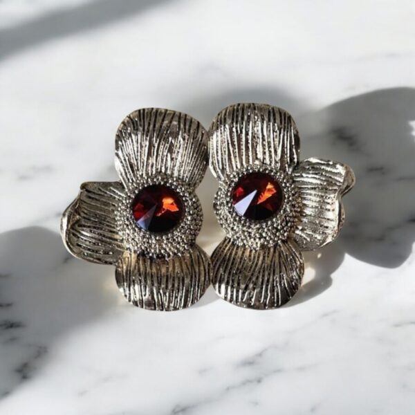 clip-fleurs-jumelles-or-pierre-brune-recto Clips Fleurs Jumelles - Or & pierre Brune