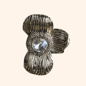 Clip Fleur Jumelle - Or & cristal de verre blanc