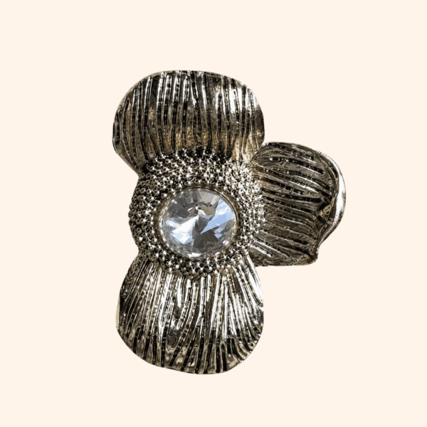 Clip Fleur Jumelle - Or & cristal de verre blanc