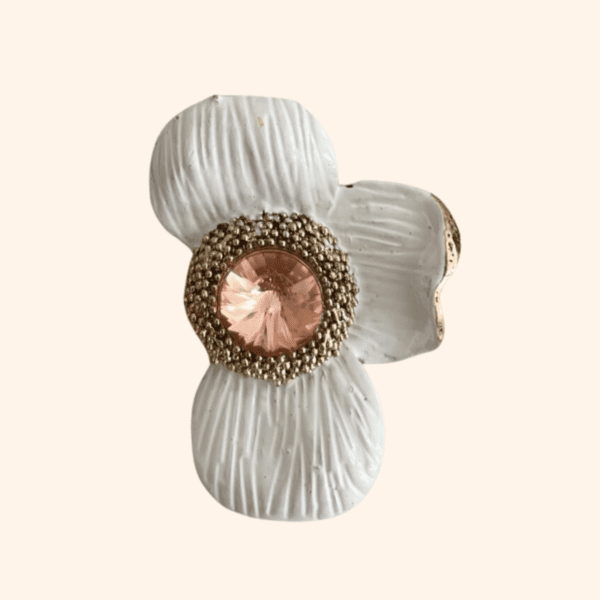 Clip Fleurs Jumelles – pétales blanc & coeur rose gold Clip Fleurs Jumelles - pétales blanc & coeur rose gold