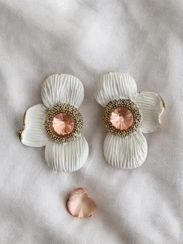 Fleurs jumelles Clips Fleurs Jumelles - pétales blanc & coeur rose gold -