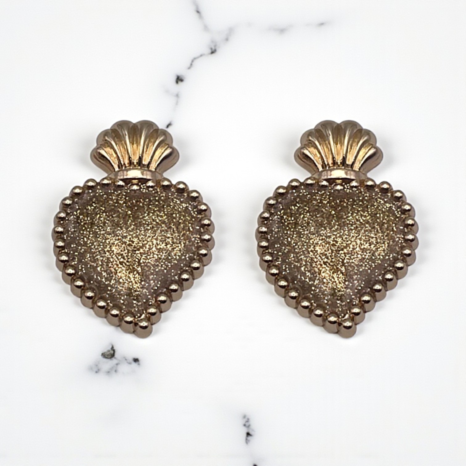 Bijoux de bouton Exvoto pailleté or