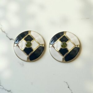 Bijou de bouton Dame de carreaux - Vert Sauge