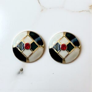 Bijou de bouton Dame de carreaux - Rouge