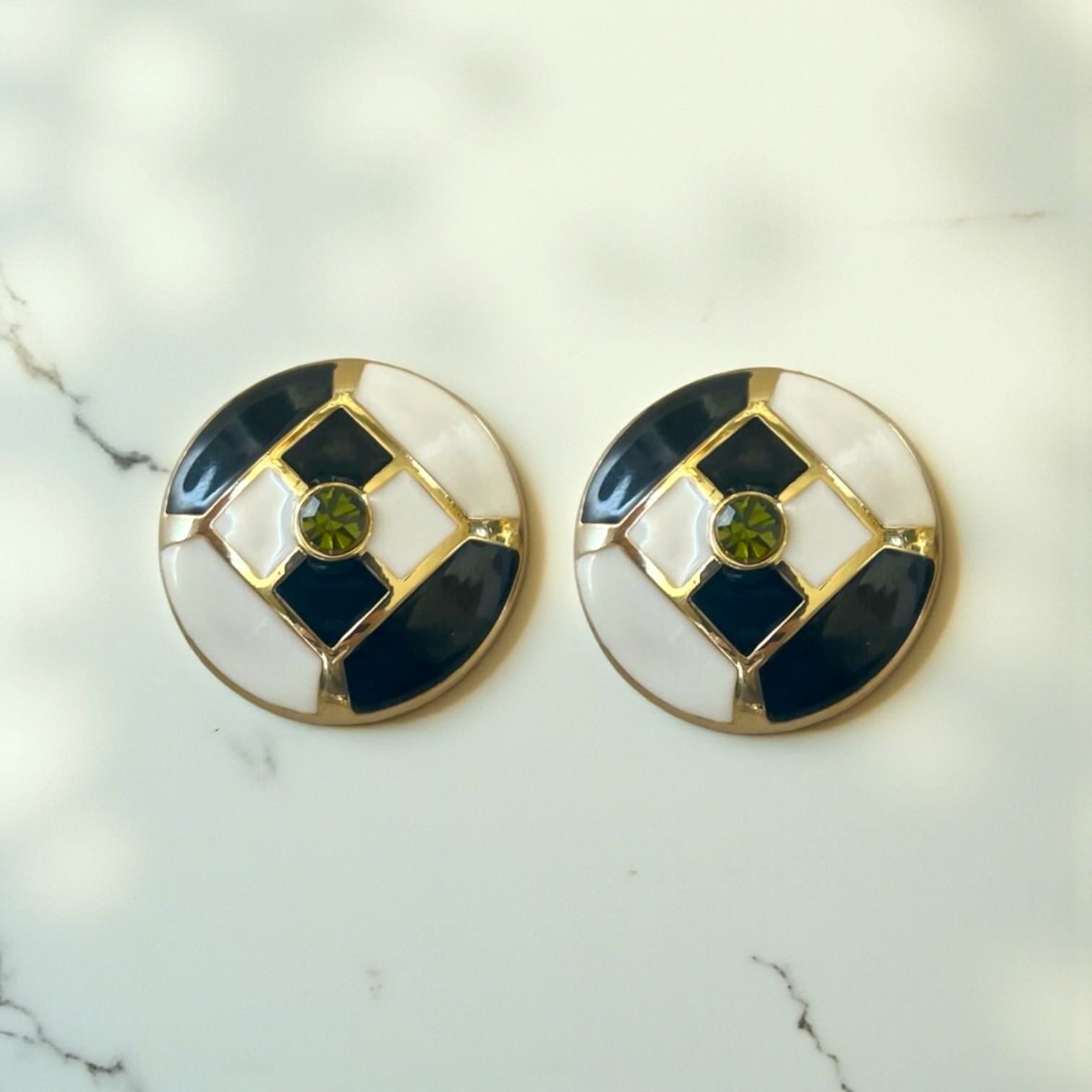 Bijou de bouton Dame de carreaux - Vert Sauge -