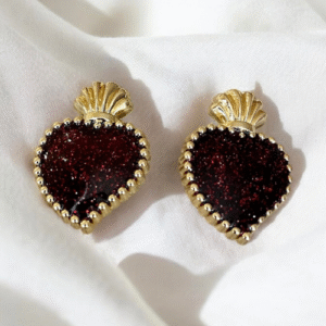 Bijoux de bouton Exvoto pailleté Bordeaux