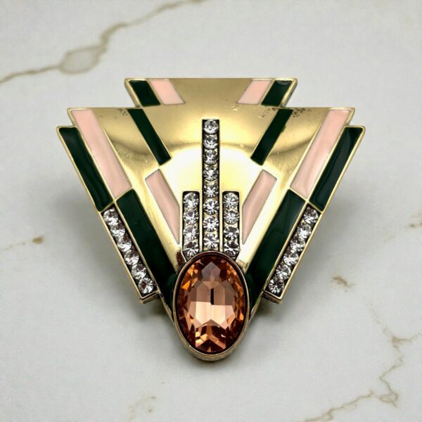 Clip Années folles XXL - Or vert & rose blush