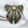 Clip BOW Blush - camaieu de bleu et or pailleté