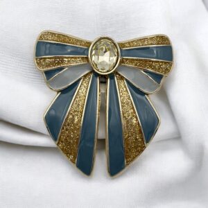 Clip BOW Blush - camaieu de bleu et or pailleté