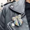 Clip BOW Blush - camaieu de bleu et or pailleté