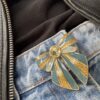Clip BOW Blush - camaieu de bleu et or pailleté