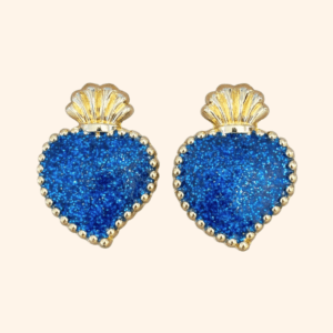 Bijoux de bouton Exvoto bleu pailleté