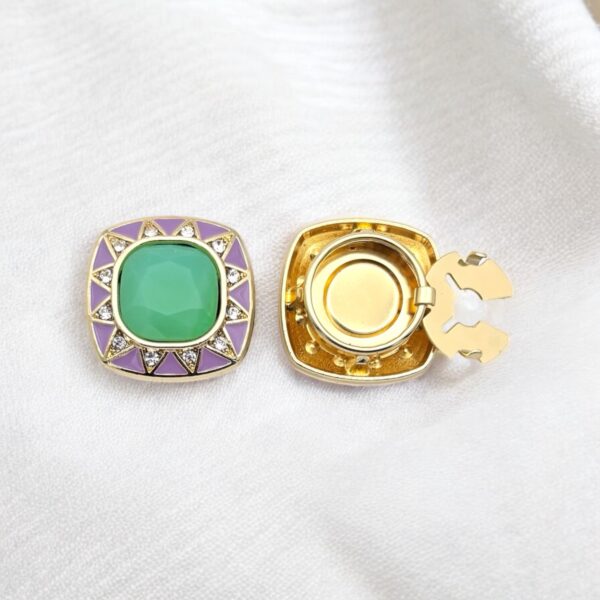 Bijou de bouton Reine Louise green Opale et Lilas – Image 2