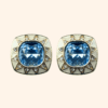 Bijou de bouton Reine Louise - bleu majorelle et vanille