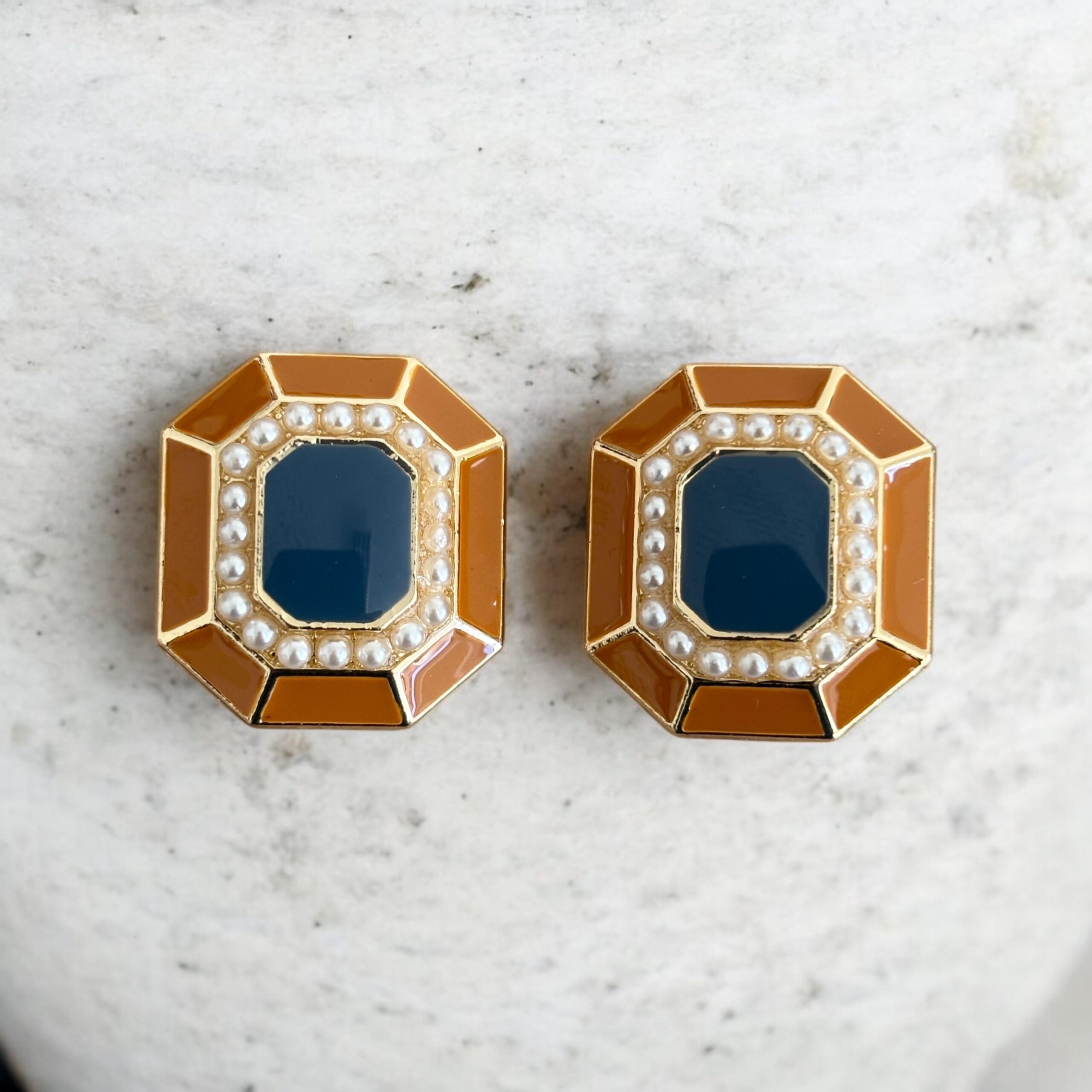 Bijou de bouton Agnès Ocre Antique - bleu