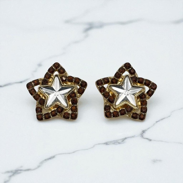 Bijou de bouton Etoile & strass Ambre