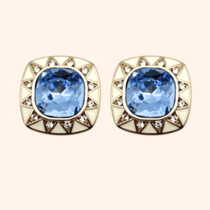 Bijou de bouton Reine Louise - bleu majorelle et vanille