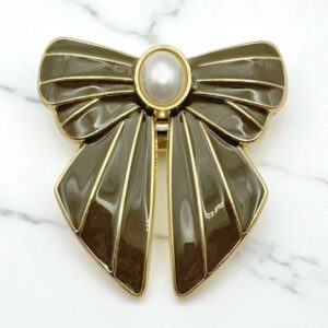 Clip BOW Blush - Kaki et nacre