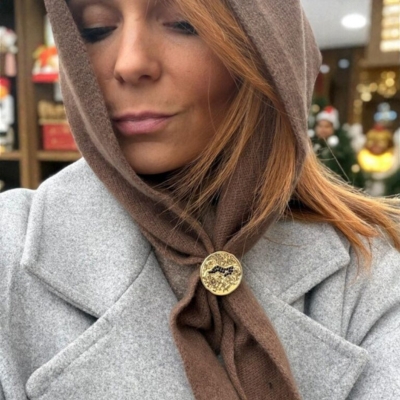 Maille triangle SUZON 100% laine marron choco