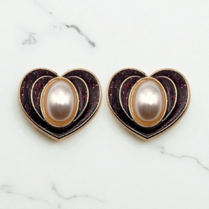 Bijou de bouton Coeur éternel bordeaux Pailleté