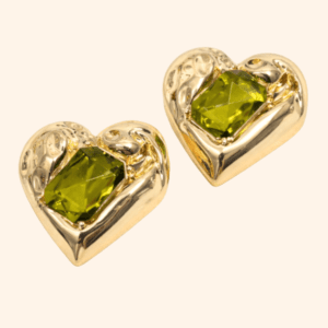 Bijoux de gros bouton XL - Coeur Diva - Pierre Olive Bijoux de gros bouton XL - Coeur Diva - Pierre Olive