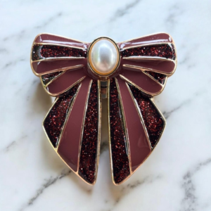 Clip BOW Blush - Bordeaux paillettes