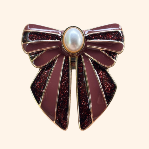 Clip BOW Blush – Bordeaux paillettes_recto Clip BOW Blush - Bordeaux paillettes