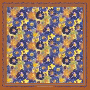Foulard Carré "Bouquet d'automne - noisette"
