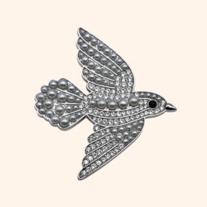 Clip L'oiseau Strass & perle Argent