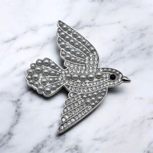 clip_l_envol_strass_perle_argent Clip L'oiseau Strass & perle Argent