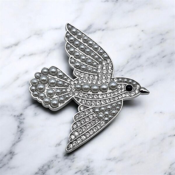 Clip L'oiseau Strass & perle Argent