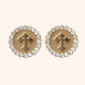 Bijou de bouton Croix Talisman – Cappuccino