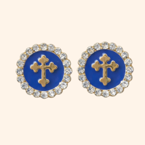 Bijou de bouton Croix Talisman – Bleu Majorelle
