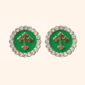 Bijoux de bouton Croix Talisman - Vert