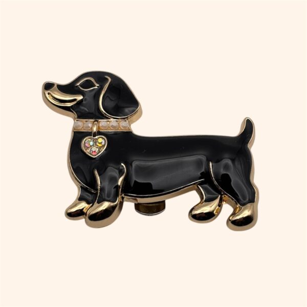 Clip Teckel Achille noir collier strass opale rainbow