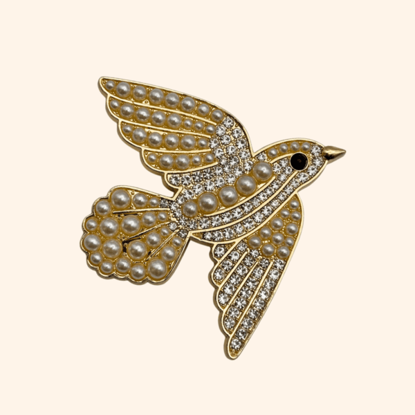 Clip L'oiseau Strass & perle Doré