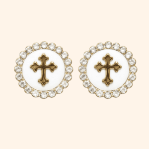 Bijou de bouton Croix Talisman – Blanc