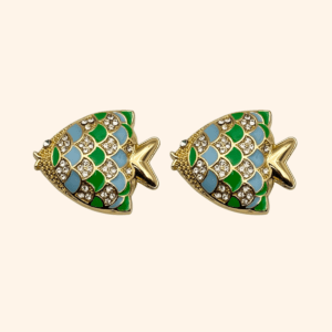 Bijou de bouton Dorade Néon – Eau Turquoise