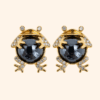 16 Bijou de bouton RAINETTE Perle de Lune Noire