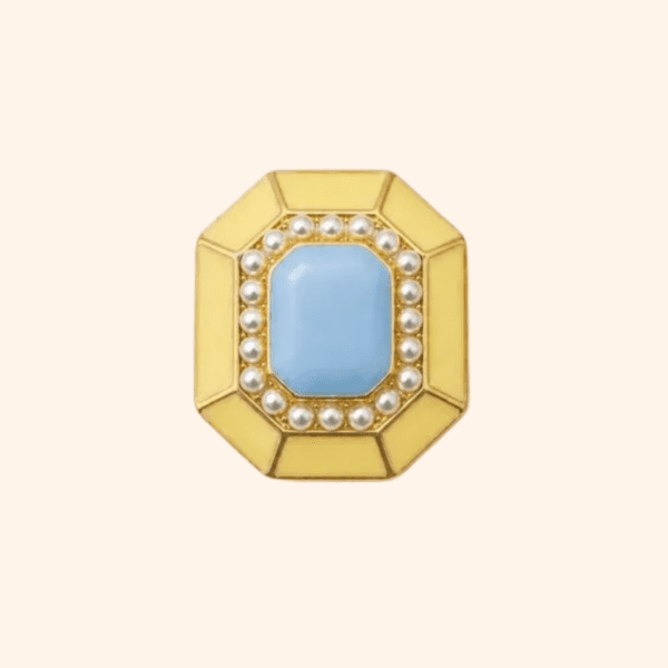 Agnès buttery sky blue button jewelry MINI BROCHE - AGNES CIEL & BEURRE