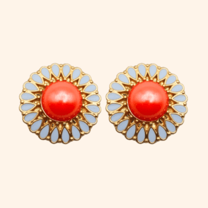 Orange fluo duo mother-of-pearl button jewel Bijou de bouton Ma douce nacrée orange fluo