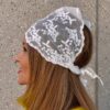 Triangle dentelle Foulard "entre Tulle et dentelles" Gypsophile