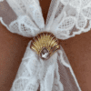 Anneau de foulard coquillage goutte rose tendre