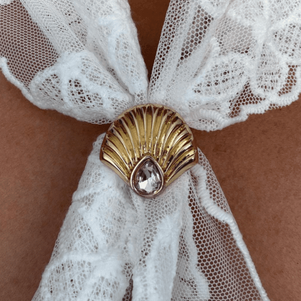 Anneau de foulard coquillage goutte rose tendre
