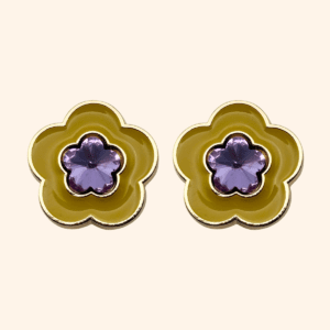 seventy bloom olive violet charm Bijou de bouton SEVENTY BLOOM Olive & Pierre Violette