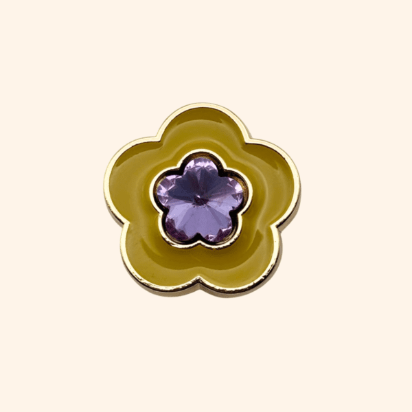 seven bloom olive violet button jewelry. MINI BROCHE - SEVENTY BLOOM Olive & Violette