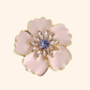 Clip Camélia en fleur - Rose tendre & Coeur Mauve