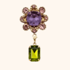 12-3 Bijou de bouton Violette base & sa Pampille Cabochon Vert Olive Interchangeable