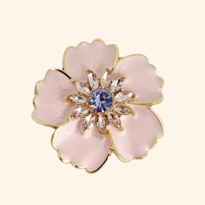 Clip Camélia en fleur - Rose tendre & Coeur Mauve